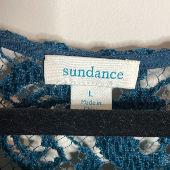 Sundance | Remarkable Beauty Blush Lace Top Partially Lined Teal Blue Size Large - Picture 5 of 7